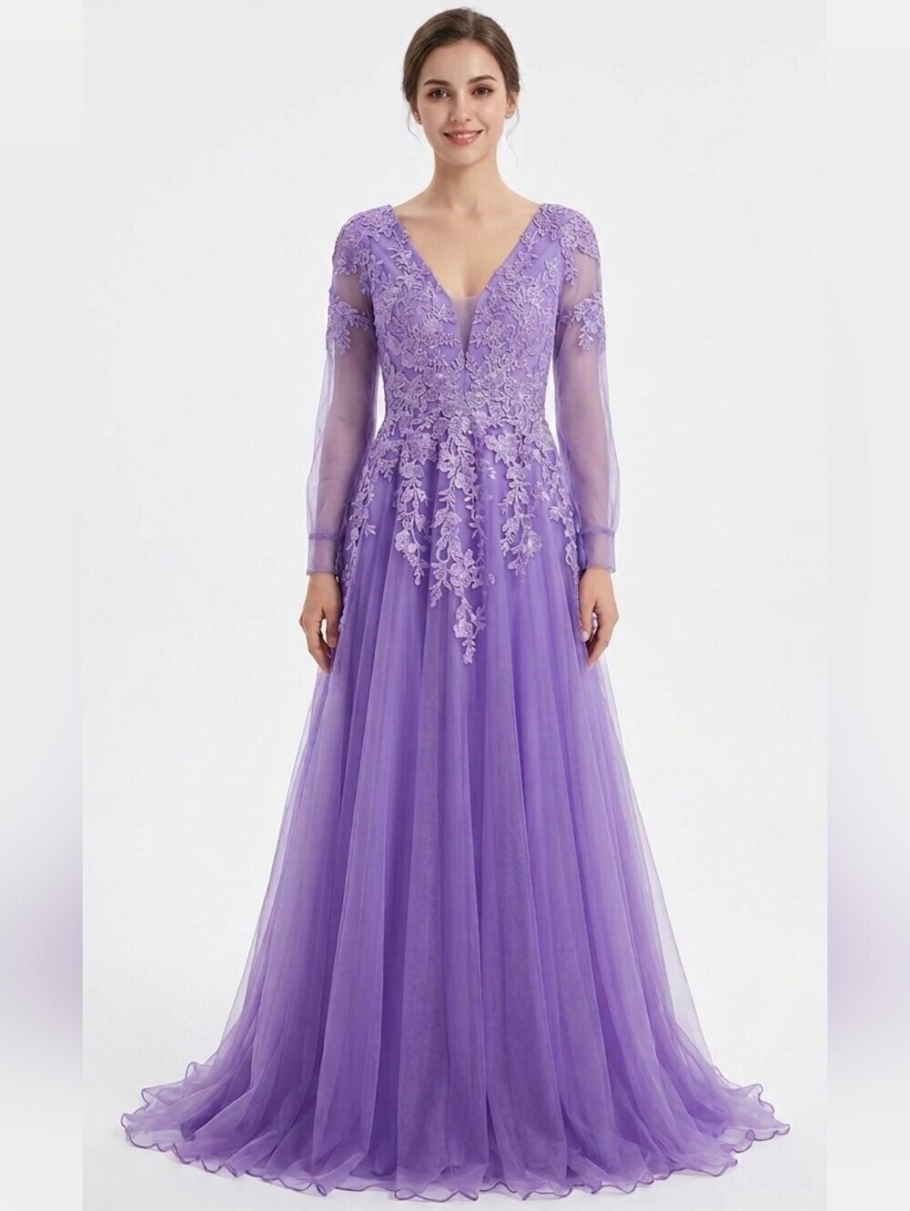 JJ's House Formal Gown Lace Applique Tulle Prom Evening Floor Length Dress Sz.4